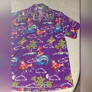 Alvish Tropical Shirt 🍹🏖 Mens S Santa Surfing Christmas